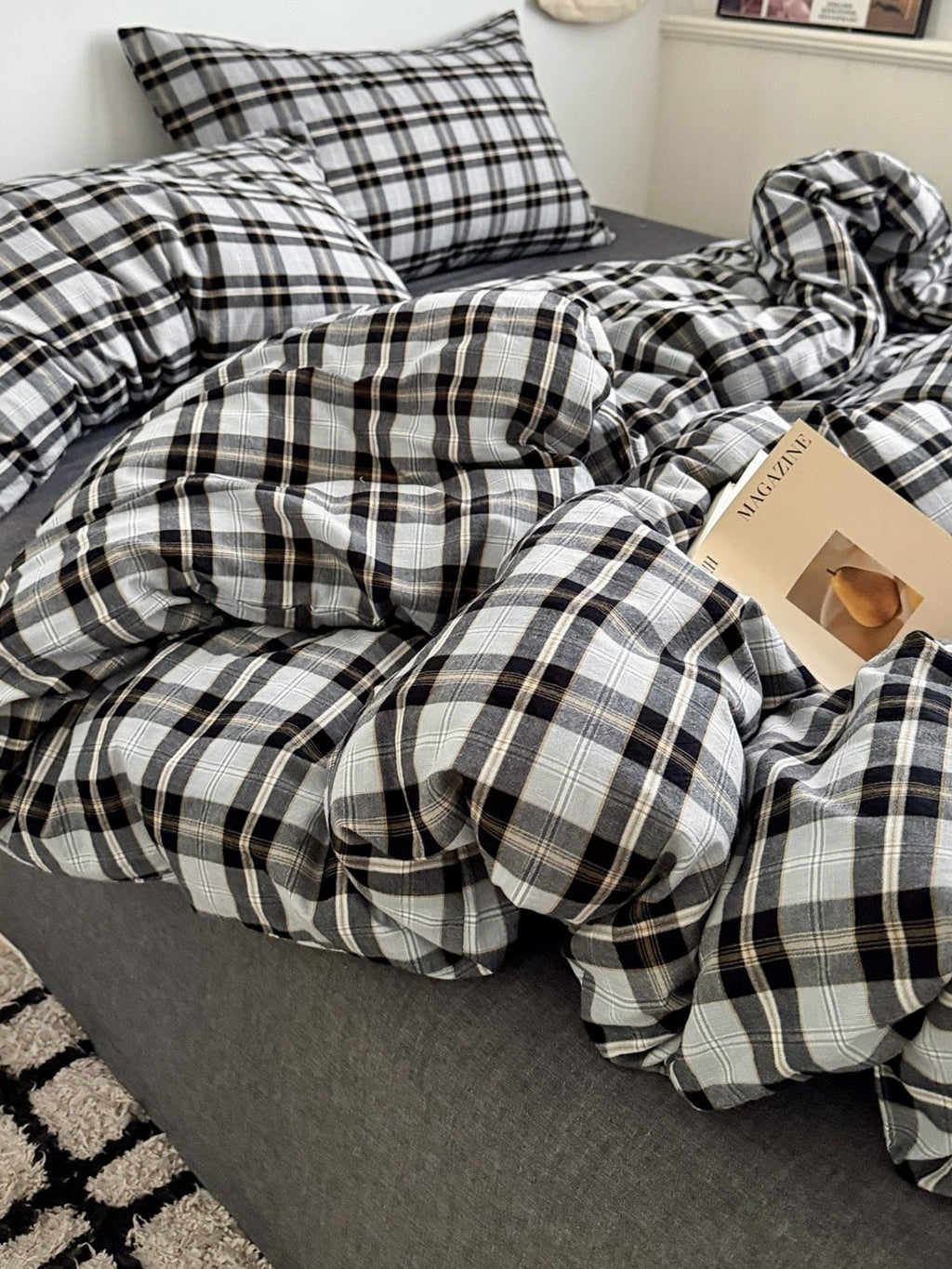 Holiday Plaid Washed Cotton Duvet Cover Set original reference image 32