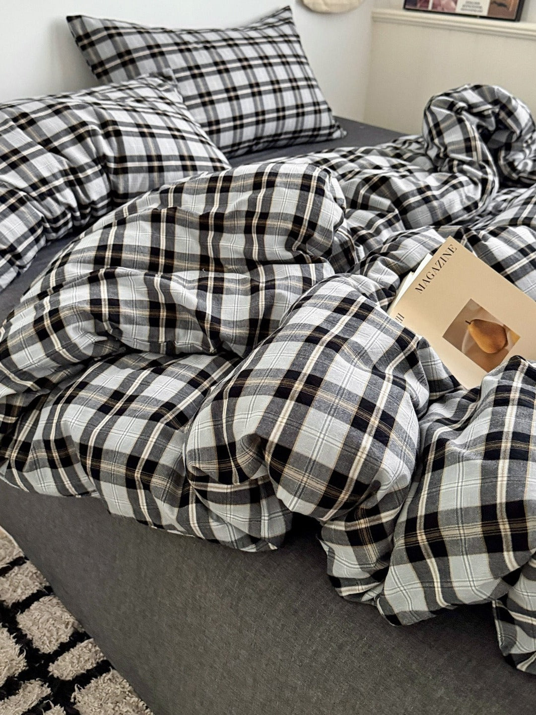 Holiday Plaid Washed Cotton Duvet Cover Set original reference image 32