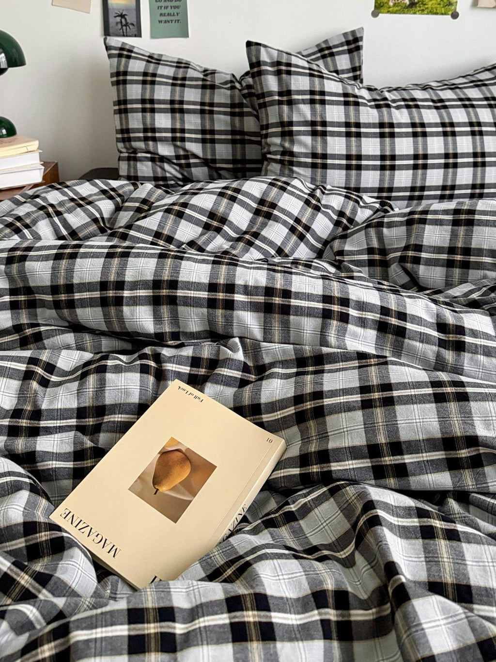 Holiday Plaid Washed Cotton Duvet Cover Set original reference image 33