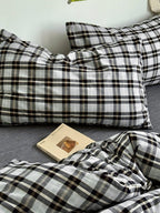 Holiday Plaid Washed Cotton Duvet Cover Set original reference image 35