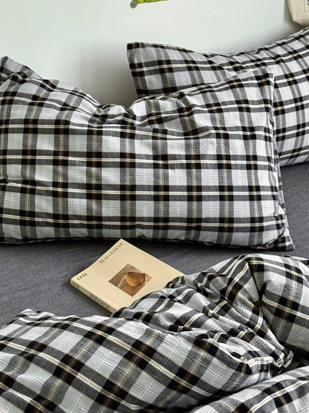 Holiday Plaid Washed Cotton Duvet Cover Set original reference image 35