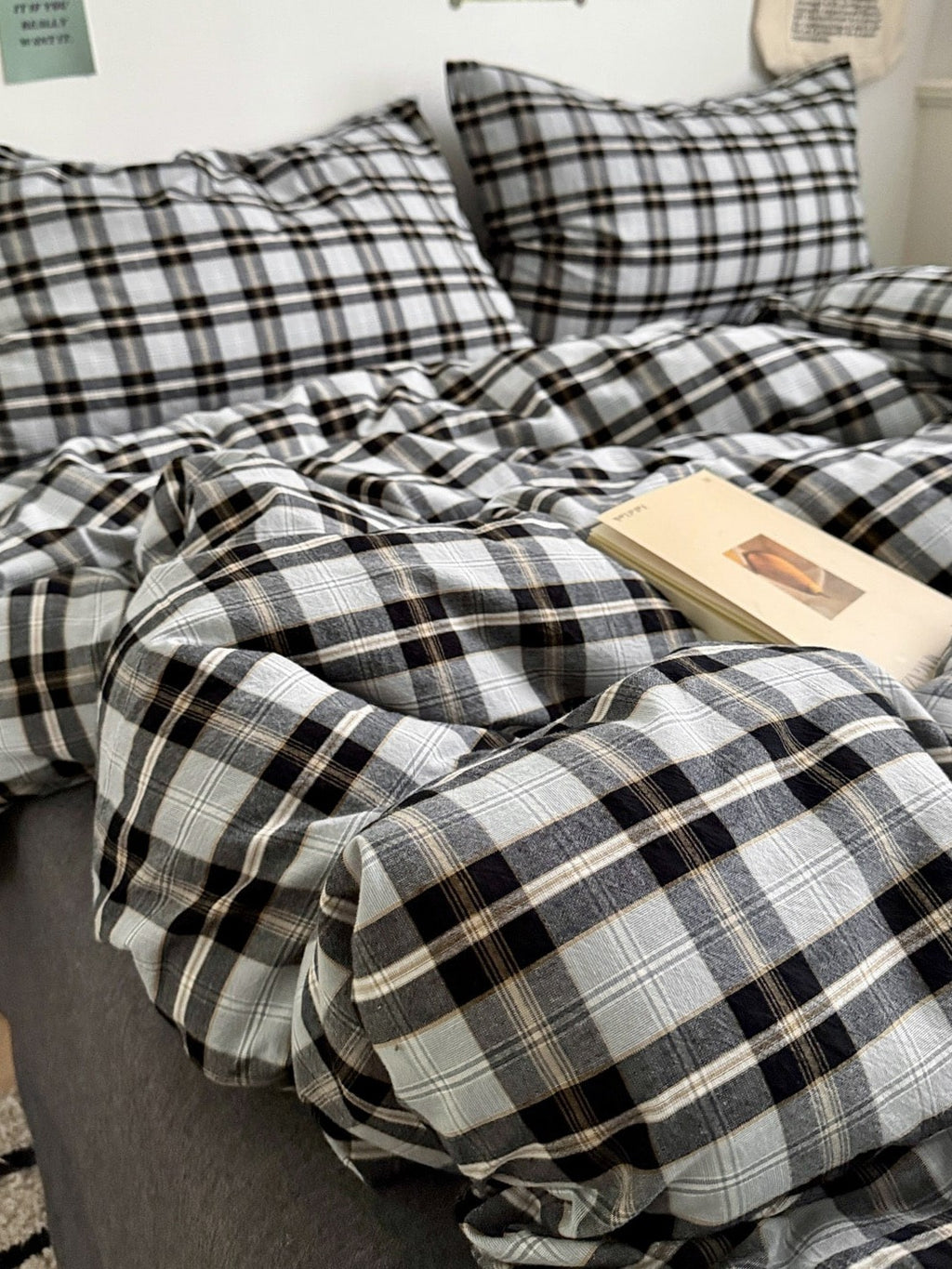 Holiday Plaid Washed Cotton Duvet Cover Set original reference image 36