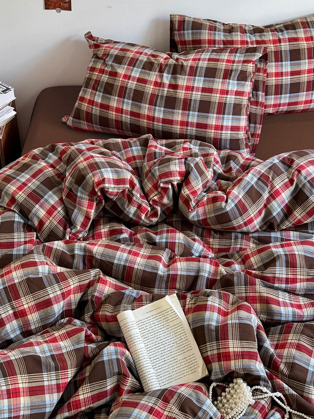 Holiday Plaid Washed Cotton Duvet Cover Set original reference image 37