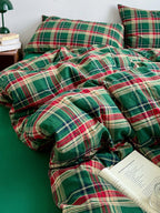 Holiday Plaid Washed Cotton Duvet Cover Set original reference image 46
