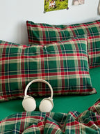 Holiday Plaid Washed Cotton Duvet Cover Set original reference image 47