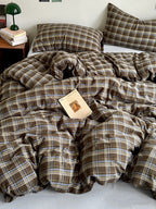 Holiday Plaid Washed Cotton Duvet Cover Set original reference image 50