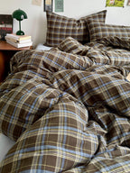 Holiday Plaid Washed Cotton Duvet Cover Set original reference image 51