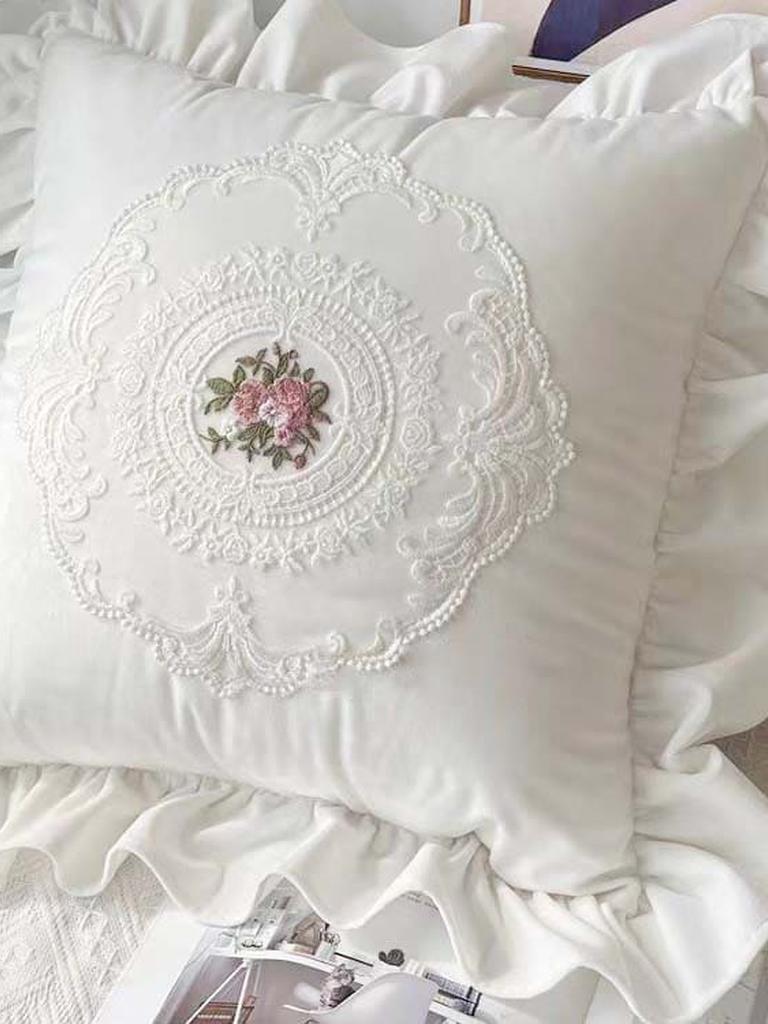 Lace Ruffle Throw Pillow