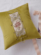 Lace-up Décor Throw Pillow - Olive Green