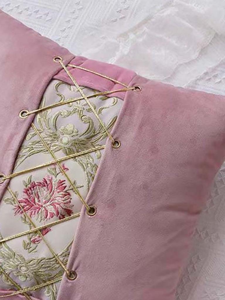 Lace-up Décor Throw Pillow - Pink