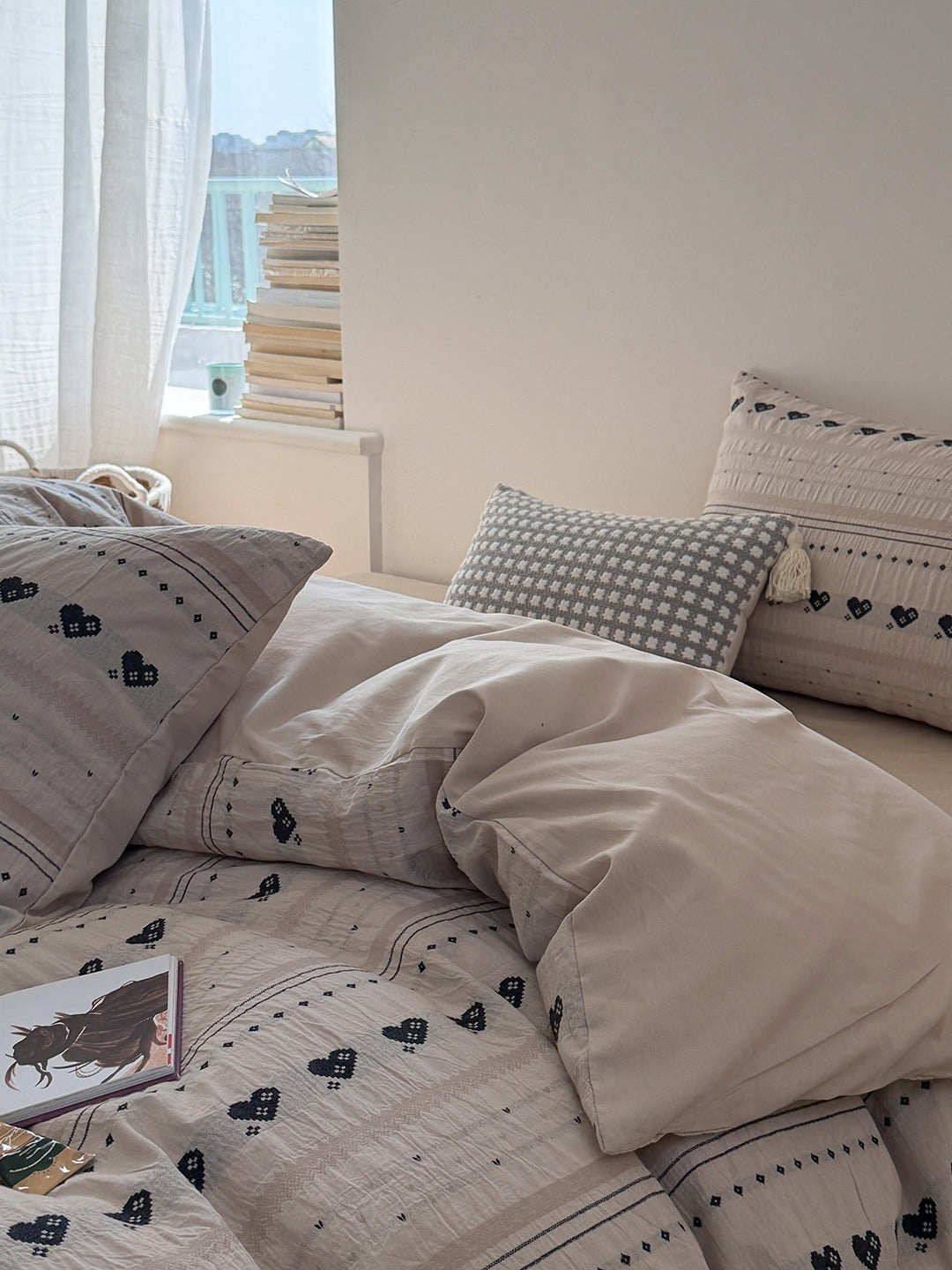 Liora Heart Yarn-Dyed Cotton Duvet Cover original reference image 2