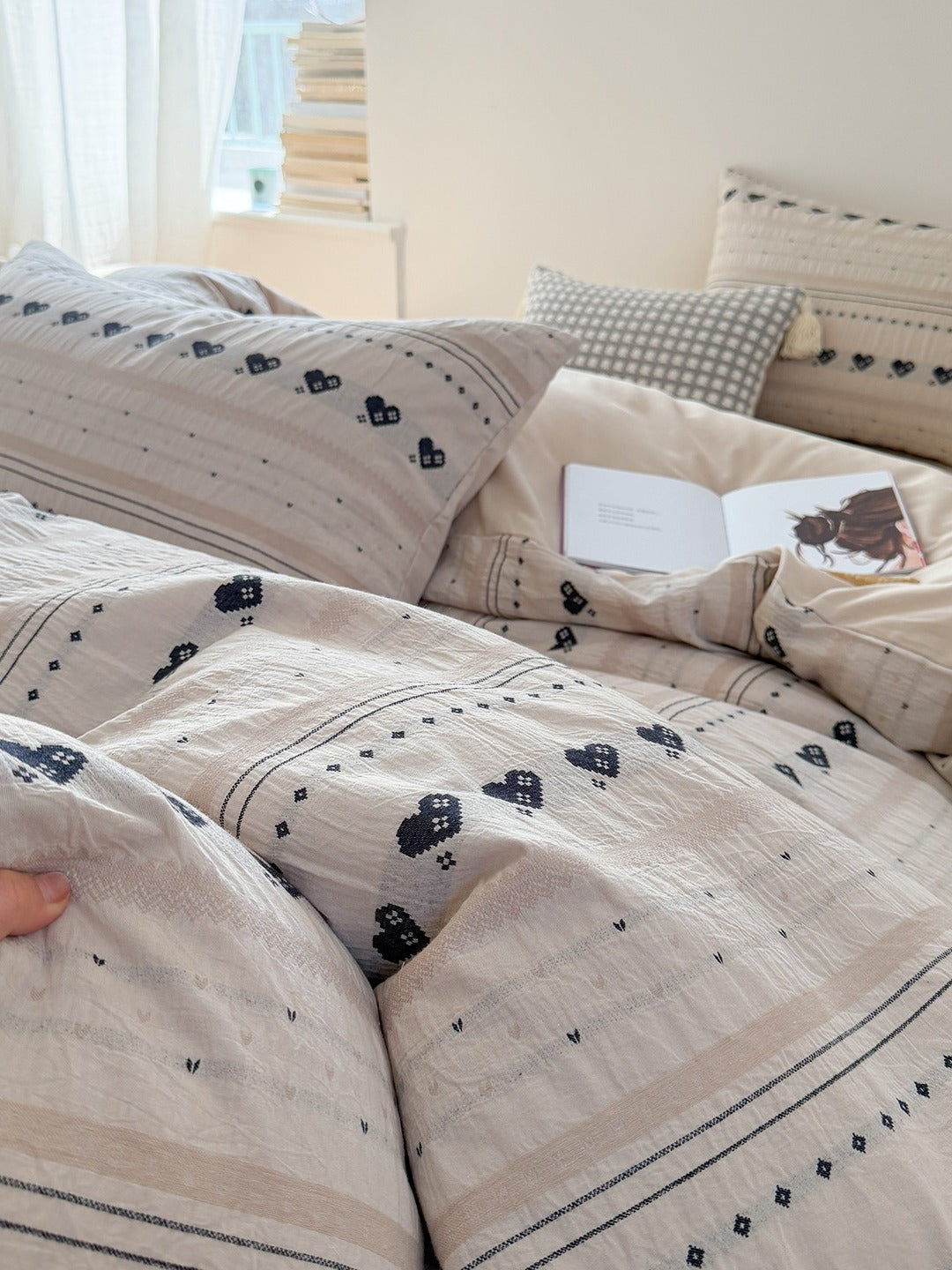 Liora Heart Yarn-Dyed Cotton Duvet Cover original reference image 3