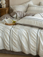 Manhattan Stripe Waffle Jacquard Duvet Cover original reference image 1