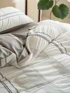 Manhattan Stripe Waffle Jacquard Duvet Cover original reference image 4