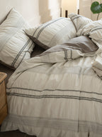 Manhattan Stripe Waffle Jacquard Duvet Cover original reference image 5