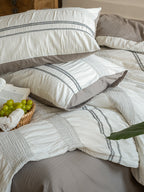 Manhattan Stripe Waffle Jacquard Duvet Cover original reference image 7