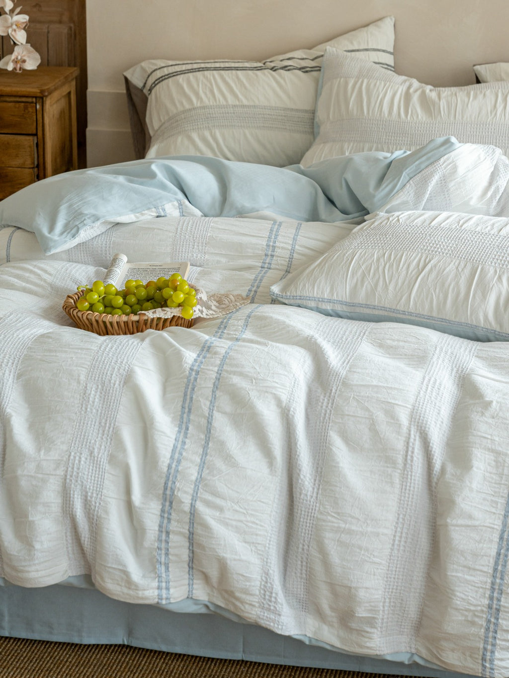 Manhattan Stripe Waffle Jacquard Duvet Cover original reference image 9