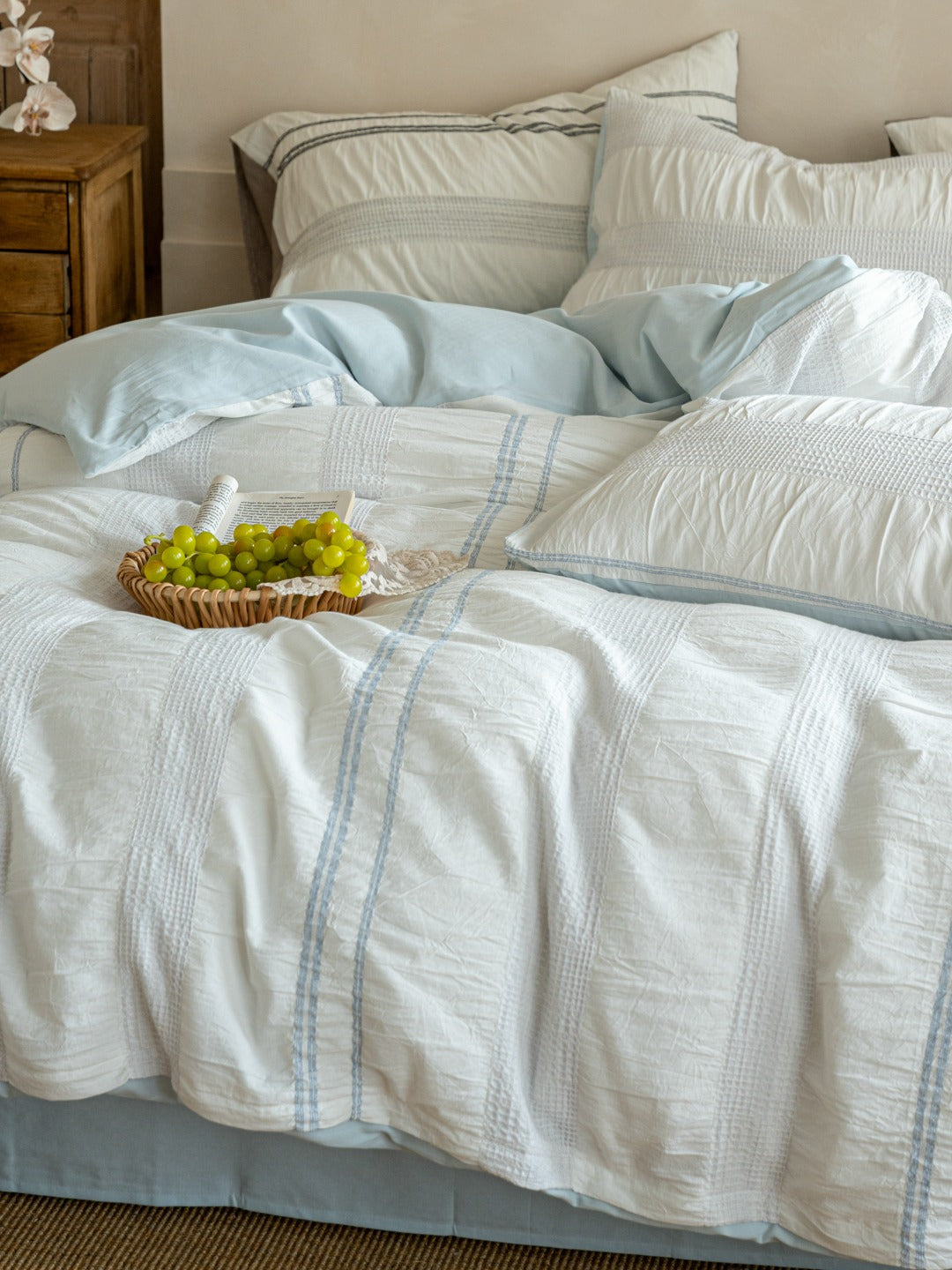 Manhattan Stripe Waffle Jacquard Duvet Cover original reference image 9