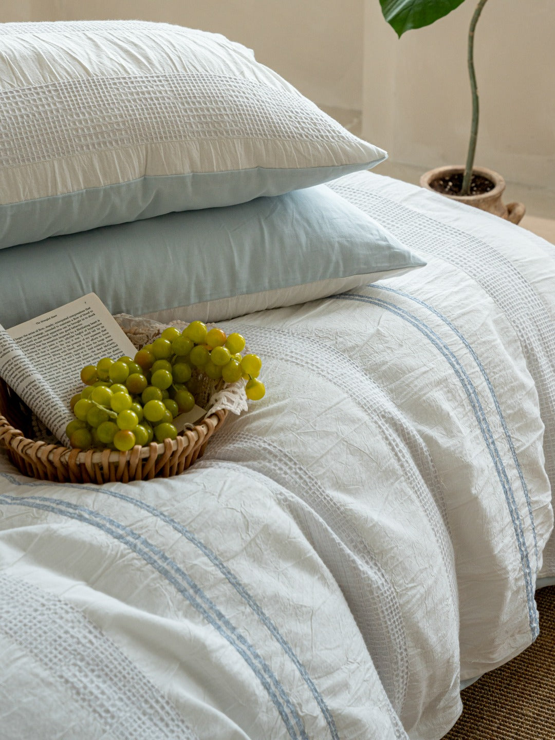 Manhattan Stripe Waffle Jacquard Duvet Cover original reference image 10