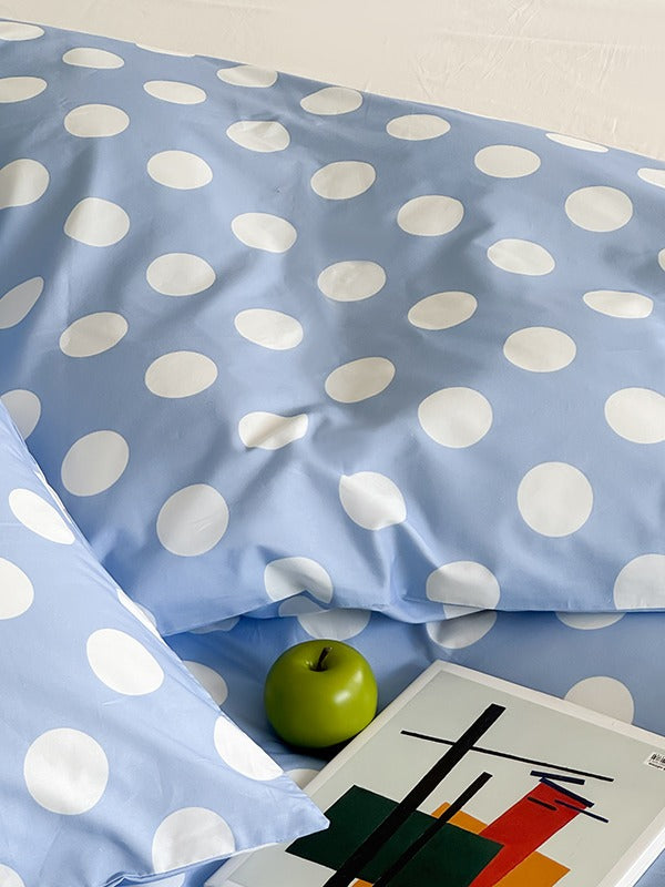 Marlow Sky Blue Polka Dot Cotton Duvet Cover original reference image 1