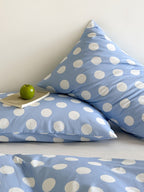 Marlow Sky Blue Polka Dot Cotton Duvet Cover original reference image 2