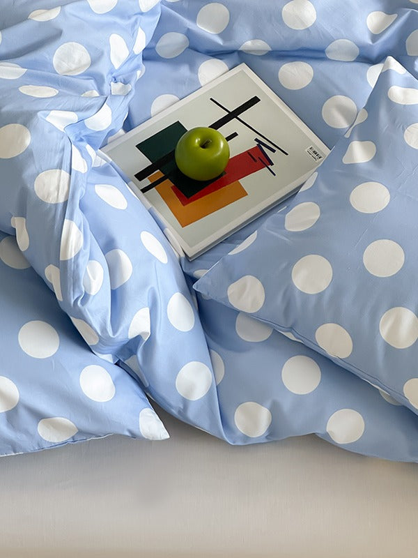Marlow Sky Blue Polka Dot Cotton Duvet Cover original reference image 3