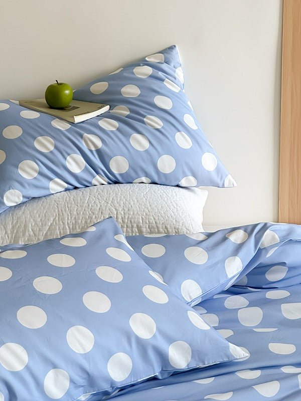Marlow Sky Blue Polka Dot Cotton Duvet Cover original reference image 5