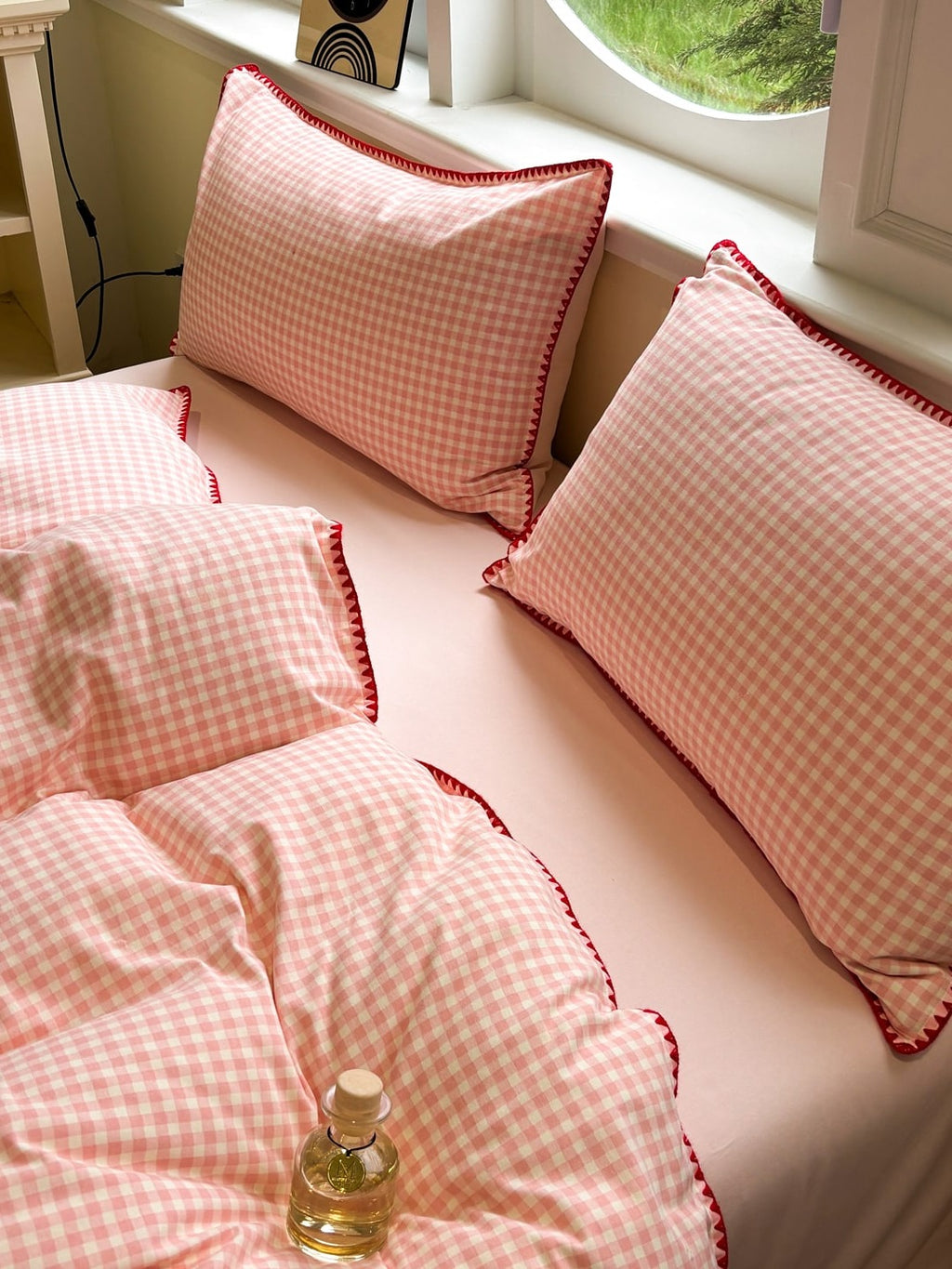 Milk Gingham Brushed Cotton Duvet Cover Set original reference image 4