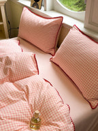 Milk Gingham Brushed Cotton Duvet Cover Set original reference image 4
