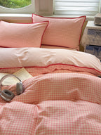 Milk Gingham Brushed Cotton Duvet Cover Set original reference image 5