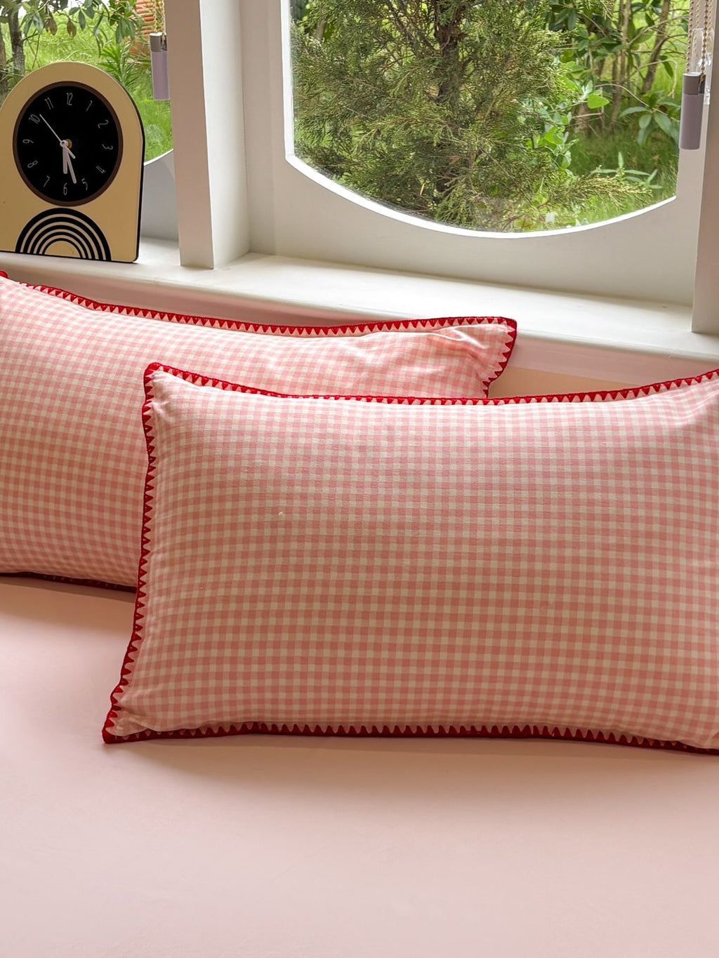 Milk Gingham Brushed Cotton Duvet Cover Set original reference image 7