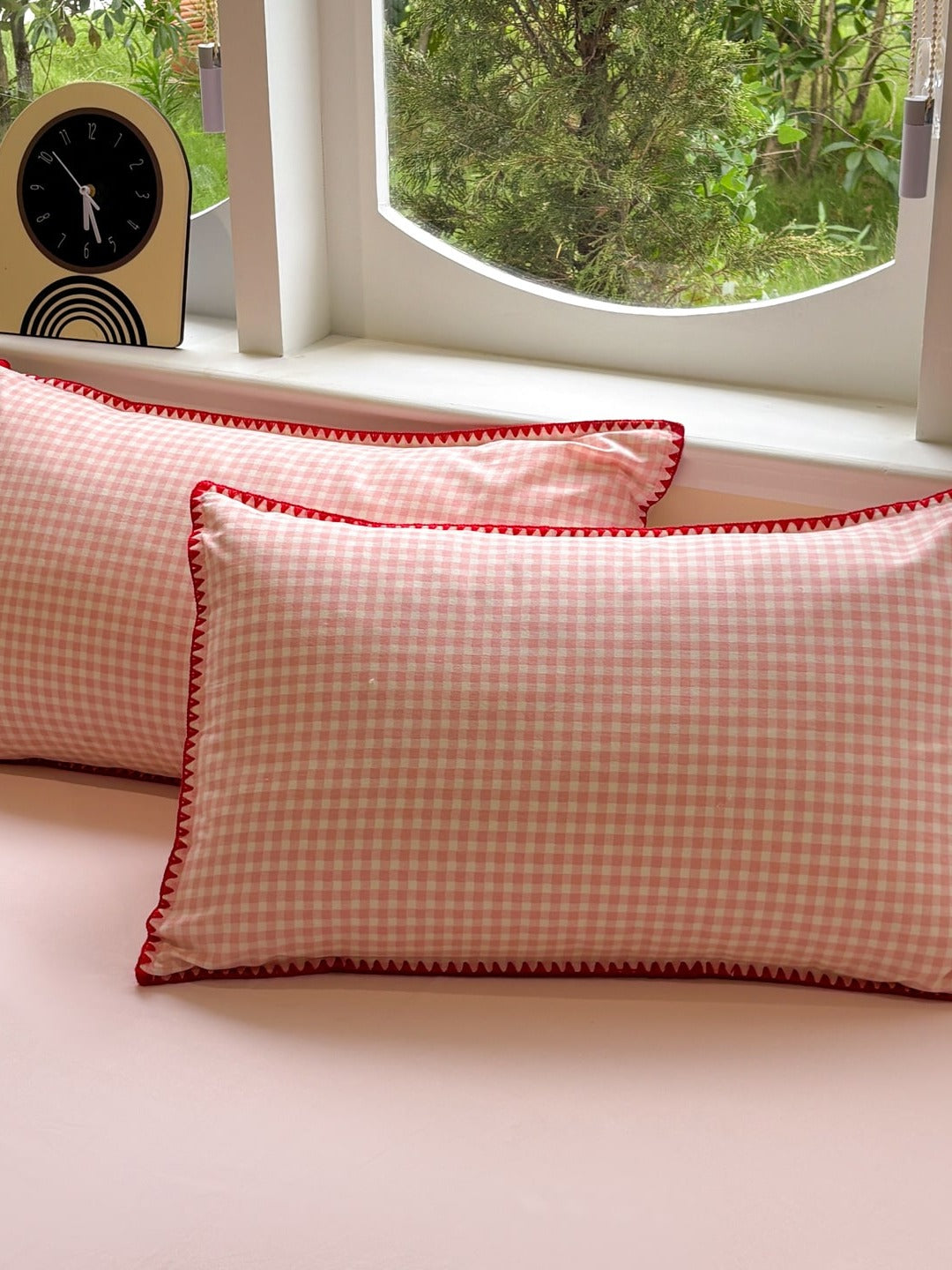 Milk Gingham Brushed Cotton Duvet Cover Set original reference image 7