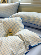 Milk Gingham Brushed Cotton Duvet Cover Set original reference image 11