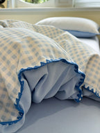 Milk Gingham Brushed Cotton Duvet Cover Set original reference image 12