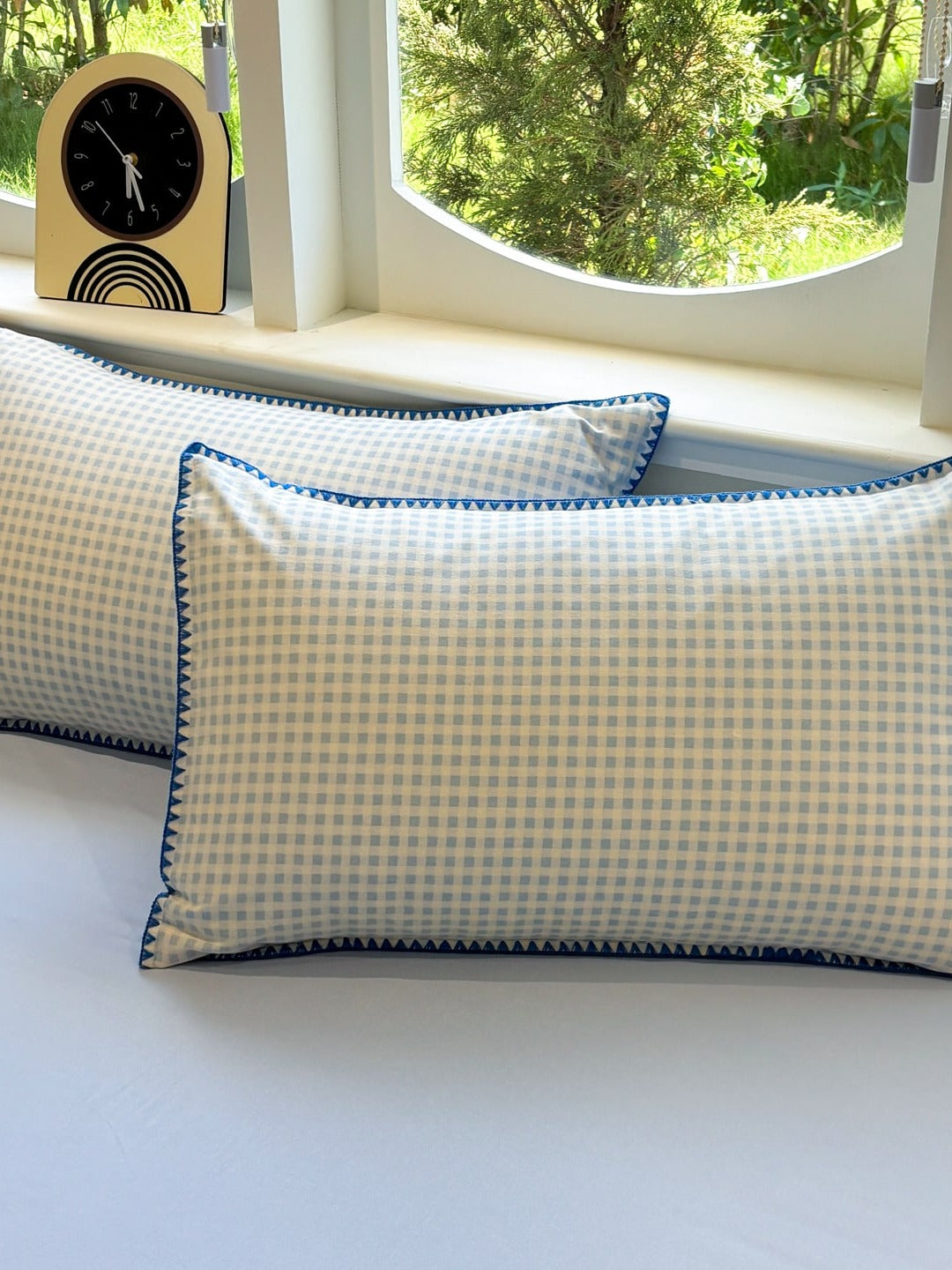 Milk Gingham Brushed Cotton Duvet Cover Set original reference image 15