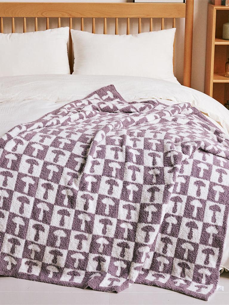 Mushroom Throw Blanket (Dusty Purple)