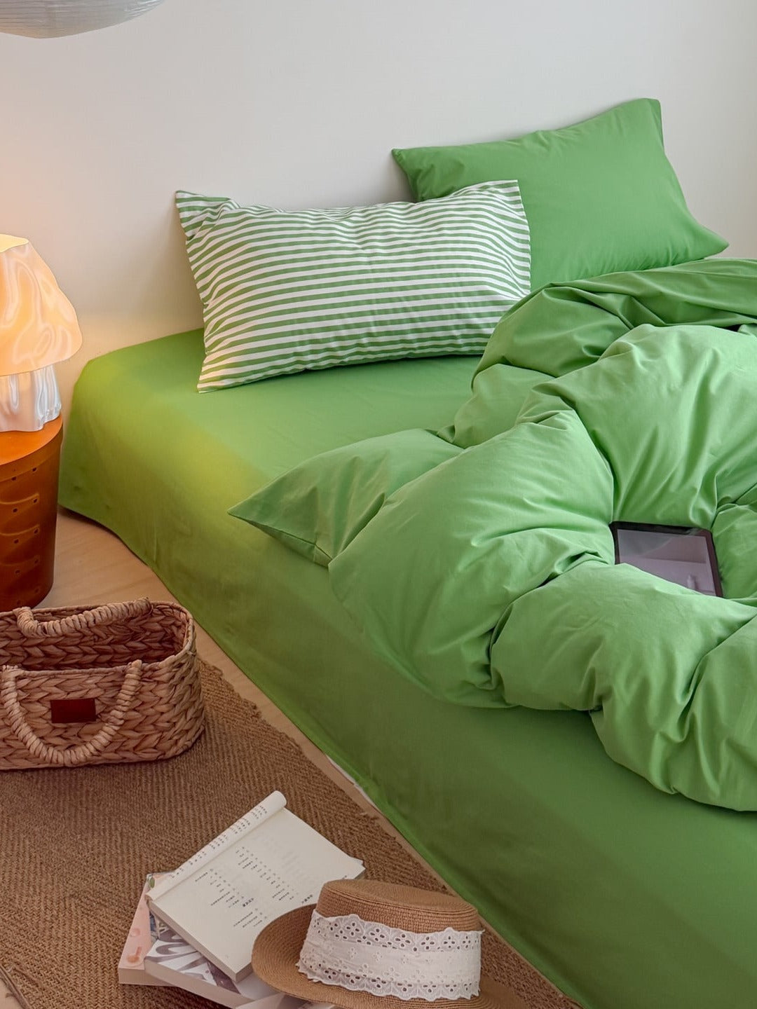 Orchard Green Washed Cotton Duvet Cover Set original reference image 1