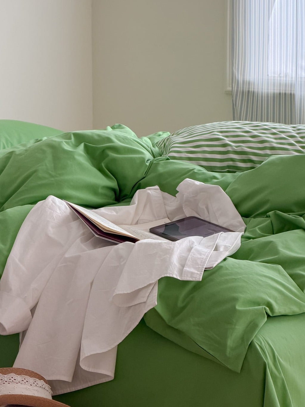 Orchard Green Washed Cotton Duvet Cover Set original reference image 2