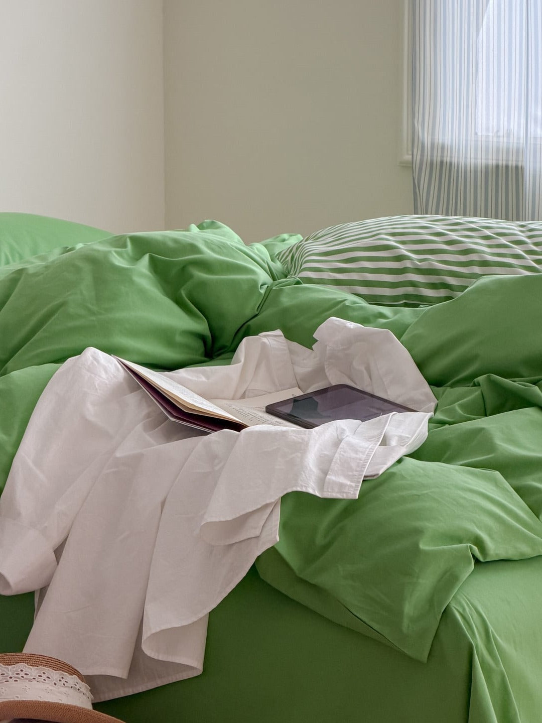 Orchard Green Washed Cotton Duvet Cover Set original reference image 2