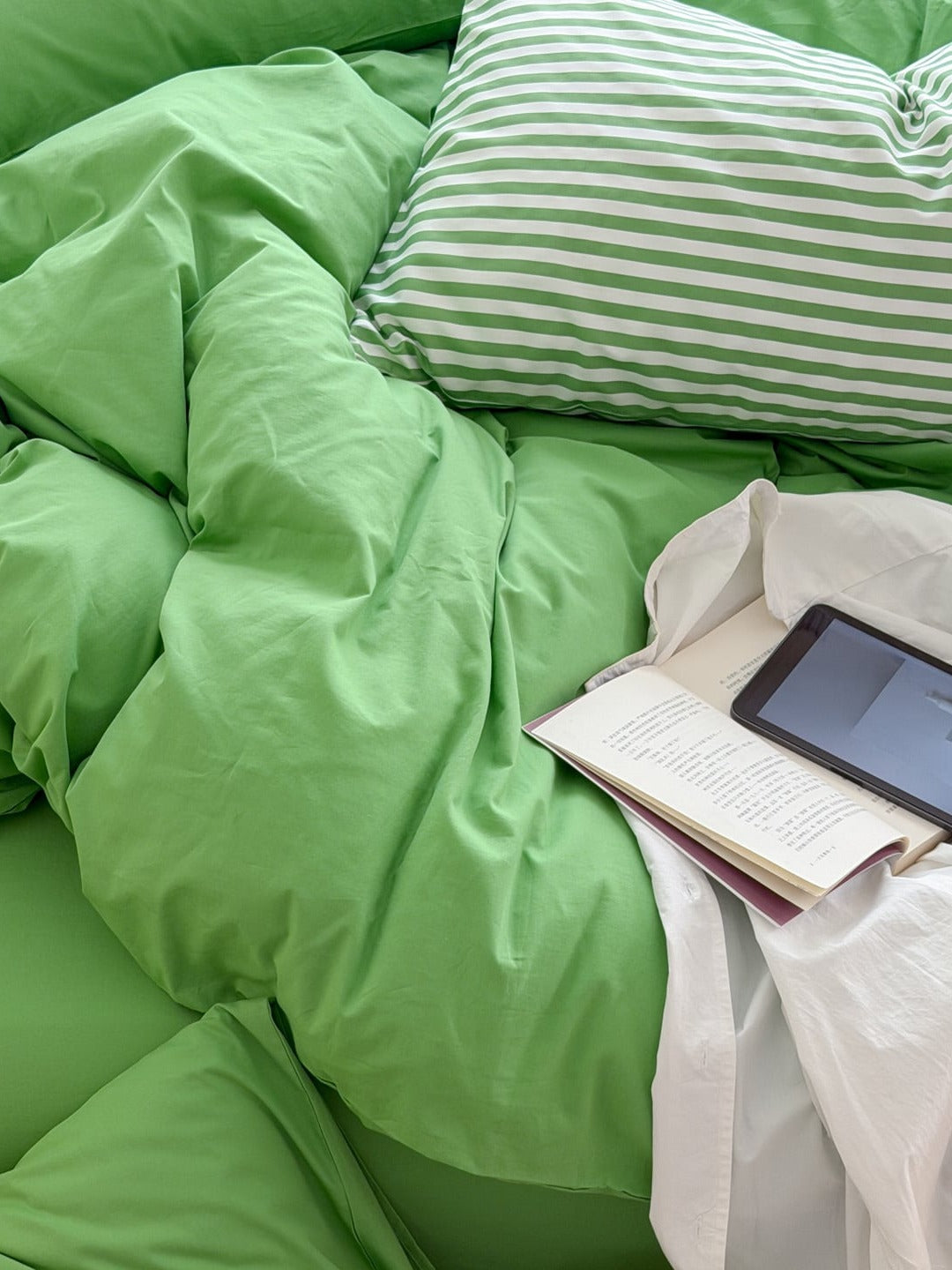 Orchard Green Washed Cotton Duvet Cover Set original reference image 3