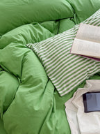 Orchard Green Washed Cotton Duvet Cover Set original reference image 4