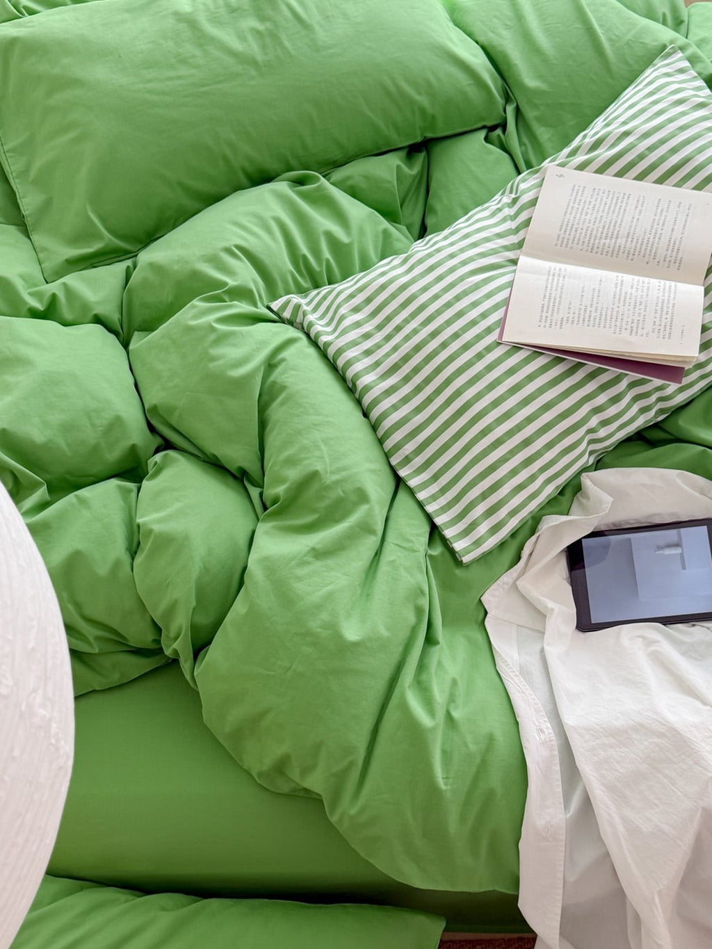 Orchard Green Washed Cotton Duvet Cover Set original reference image 5