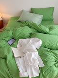 Orchard Green Washed Cotton Duvet Cover Set original reference image 8