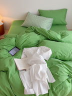 Orchard Green Washed Cotton Duvet Cover Set original reference image 8