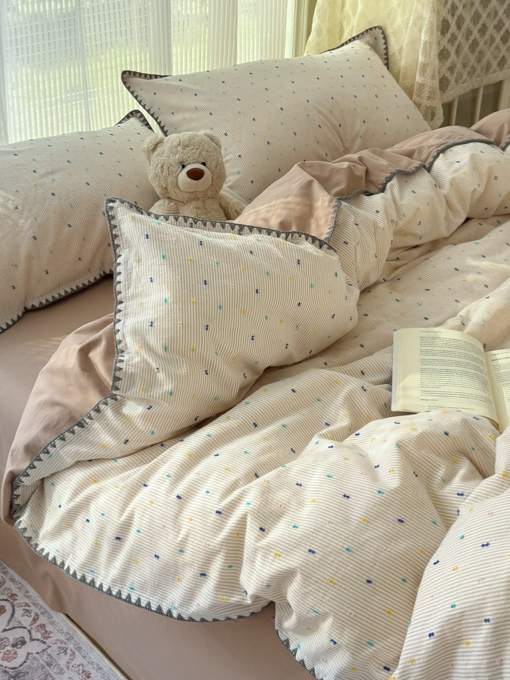 Pebble Dot Cotton Clip-Jacquard Duvet Cover Set original reference image 29