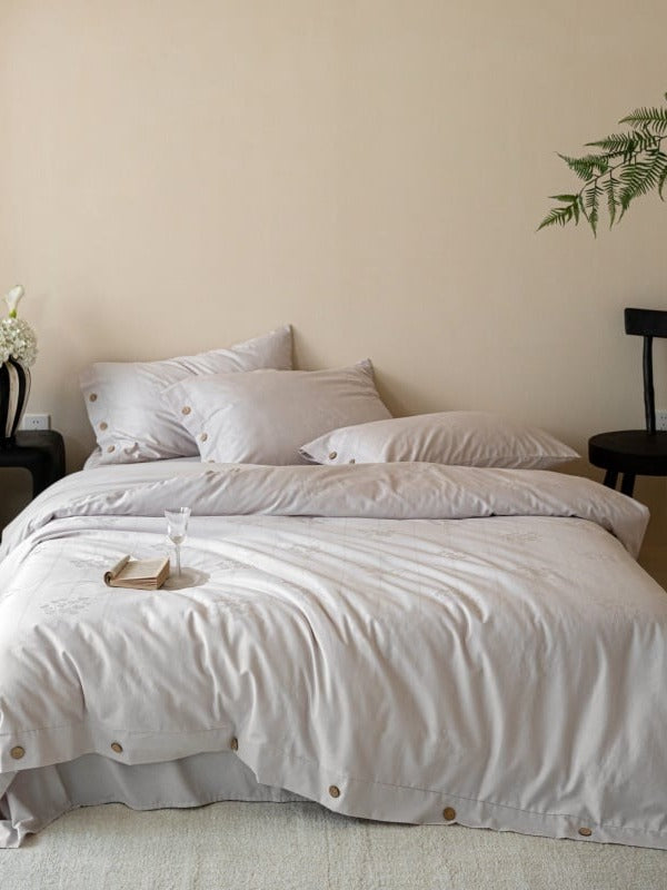 Petal Relief Cotton Jacquard Duvet Cover Set original reference image 1