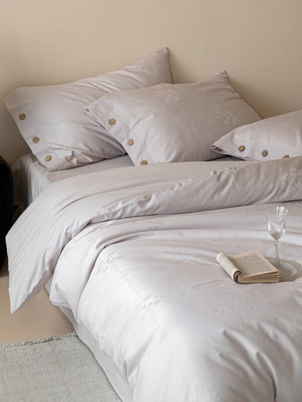 Petal Relief Cotton Jacquard Duvet Cover Set original reference image 2
