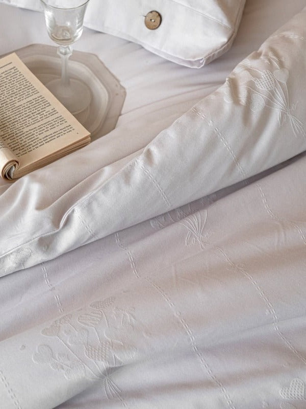 Petal Relief Cotton Jacquard Duvet Cover Set original reference image 4