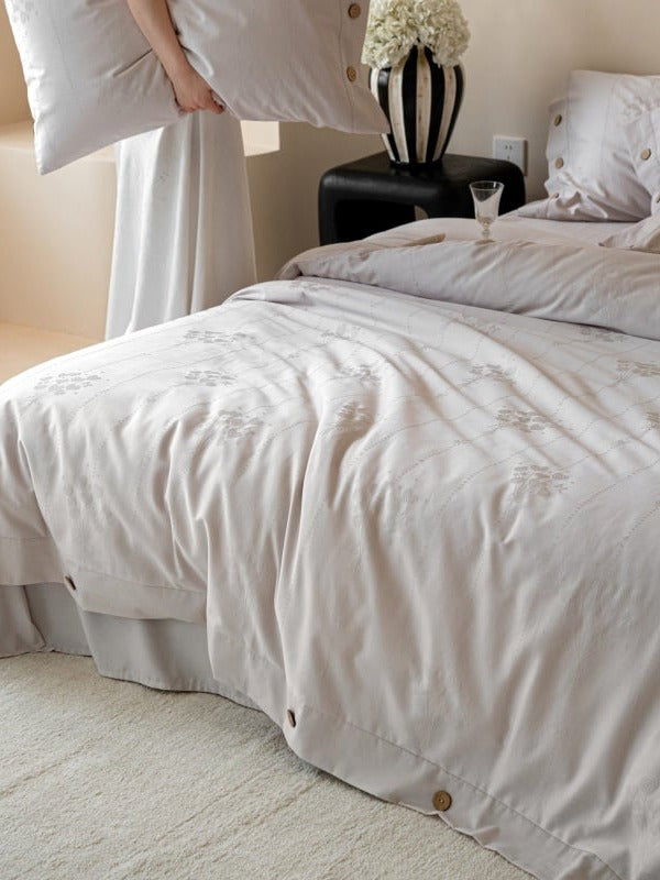 Petal Relief Cotton Jacquard Duvet Cover Set original reference image 5