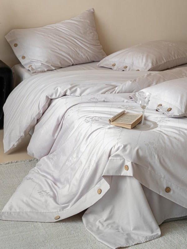 Petal Relief Cotton Jacquard Duvet Cover Set original reference image 6